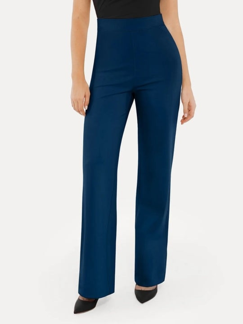 Popilush Shapewear Executive High Waisted Wide-Leg Ponte Pants NAVY